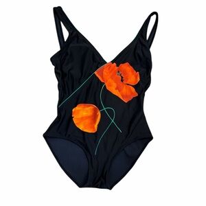 Gottex One Piece Swim Poppy Flowers Size 8